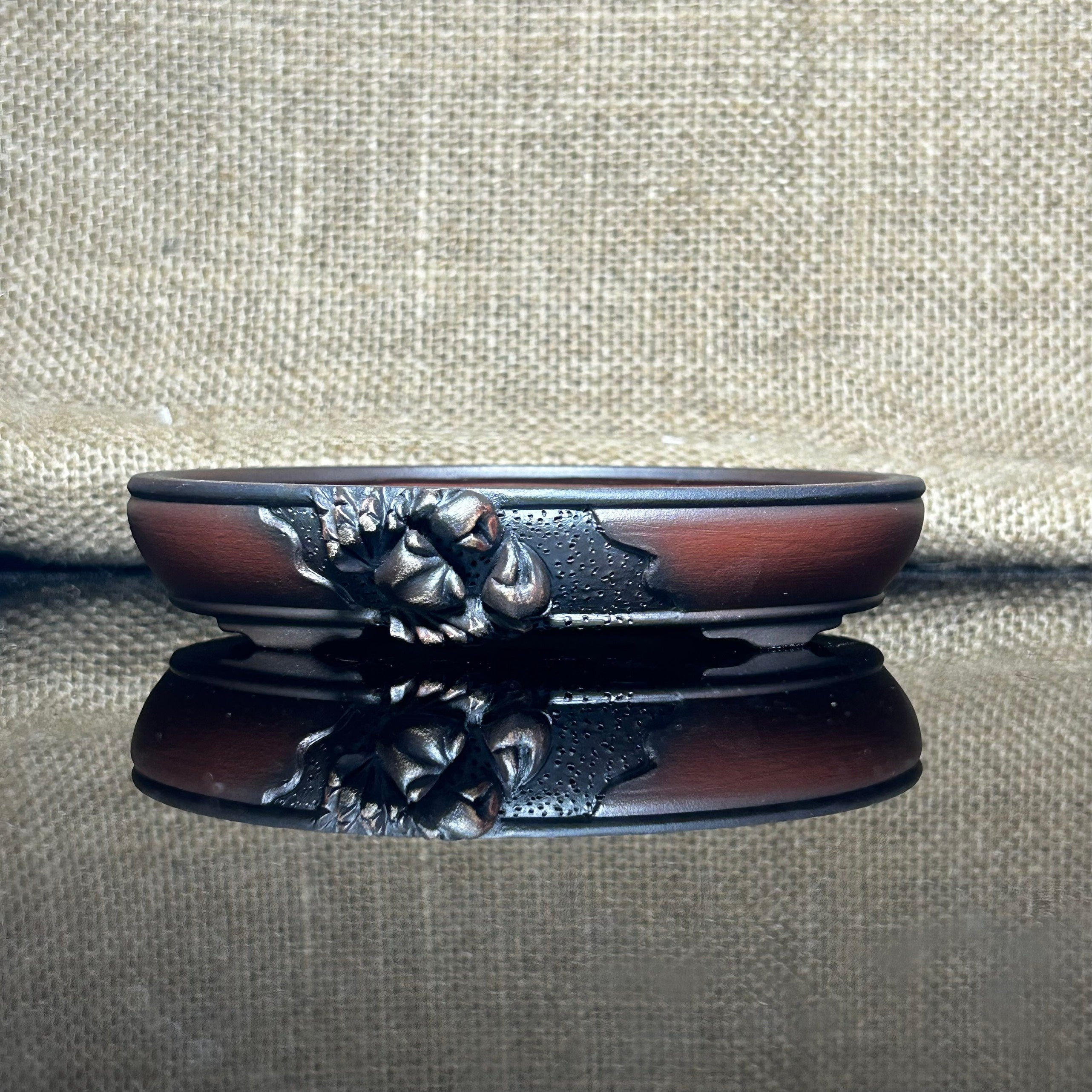 Handmade Bonsai pot, Ceramic, crab sculpture, oval shape, size 5 inch