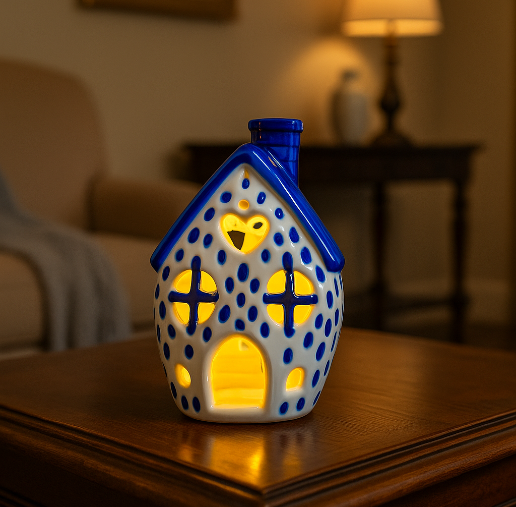 Handmade Ceramic Candle Holder with hand-painted glaze in antique style, gift or home decoration