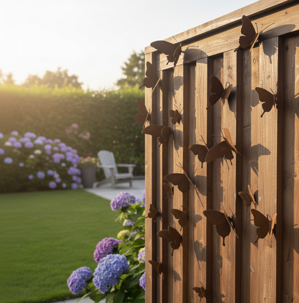 15 Pcs Handmade Creative Yard Decoration Rusty Metal Butterfly Rustic Home Wall Art Outdoor Garden Fence Decor