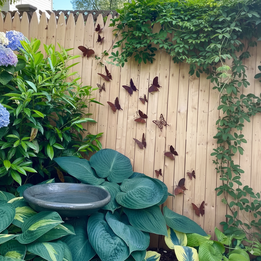 15 Pcs Handmade Creative Yard Decoration Rusty Metal Butterfly Rustic Home Wall Art Outdoor Garden Fence Decor