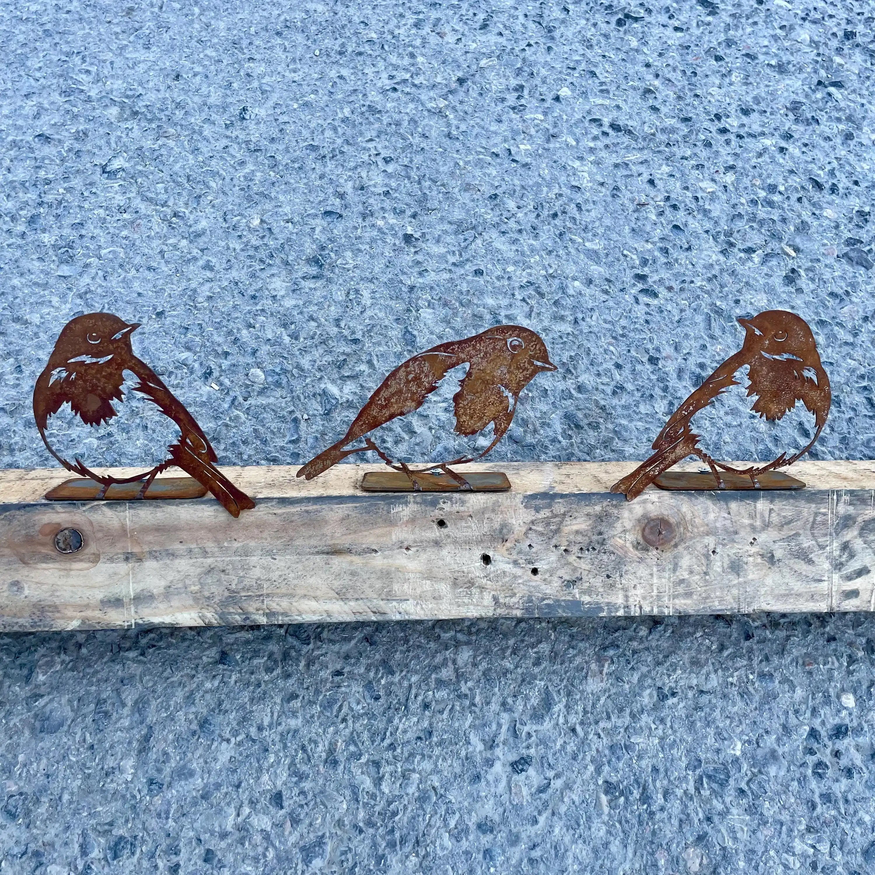 Rusty Metal Bird Silhouettes Home Garden Outdoor Deco Woodpecker Robin Steel Country Yard Art Gardening Decor Gifts 3pcs/Set