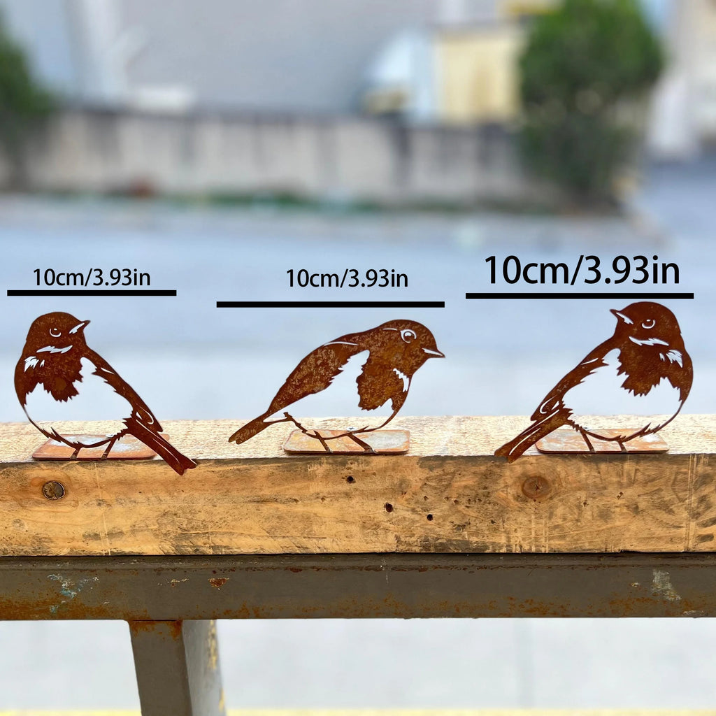 Rusty Metal Bird Silhouettes Home Garden Outdoor Deco Woodpecker Robin Steel Country Yard Art Gardening Decor Gifts 3pcs/Set