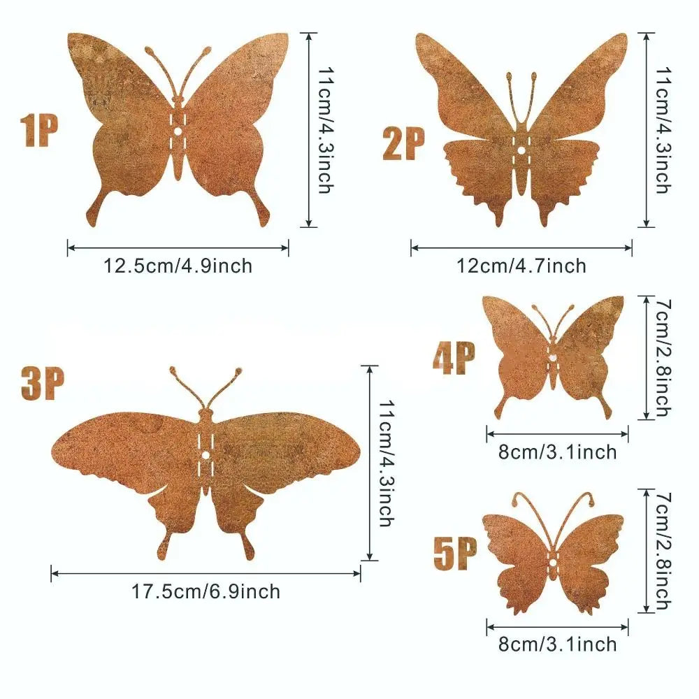 15 Pcs Handmade Creative Yard Decoration Rusty Metal Butterfly Rustic Home Wall Art Outdoor Garden Fence Decor