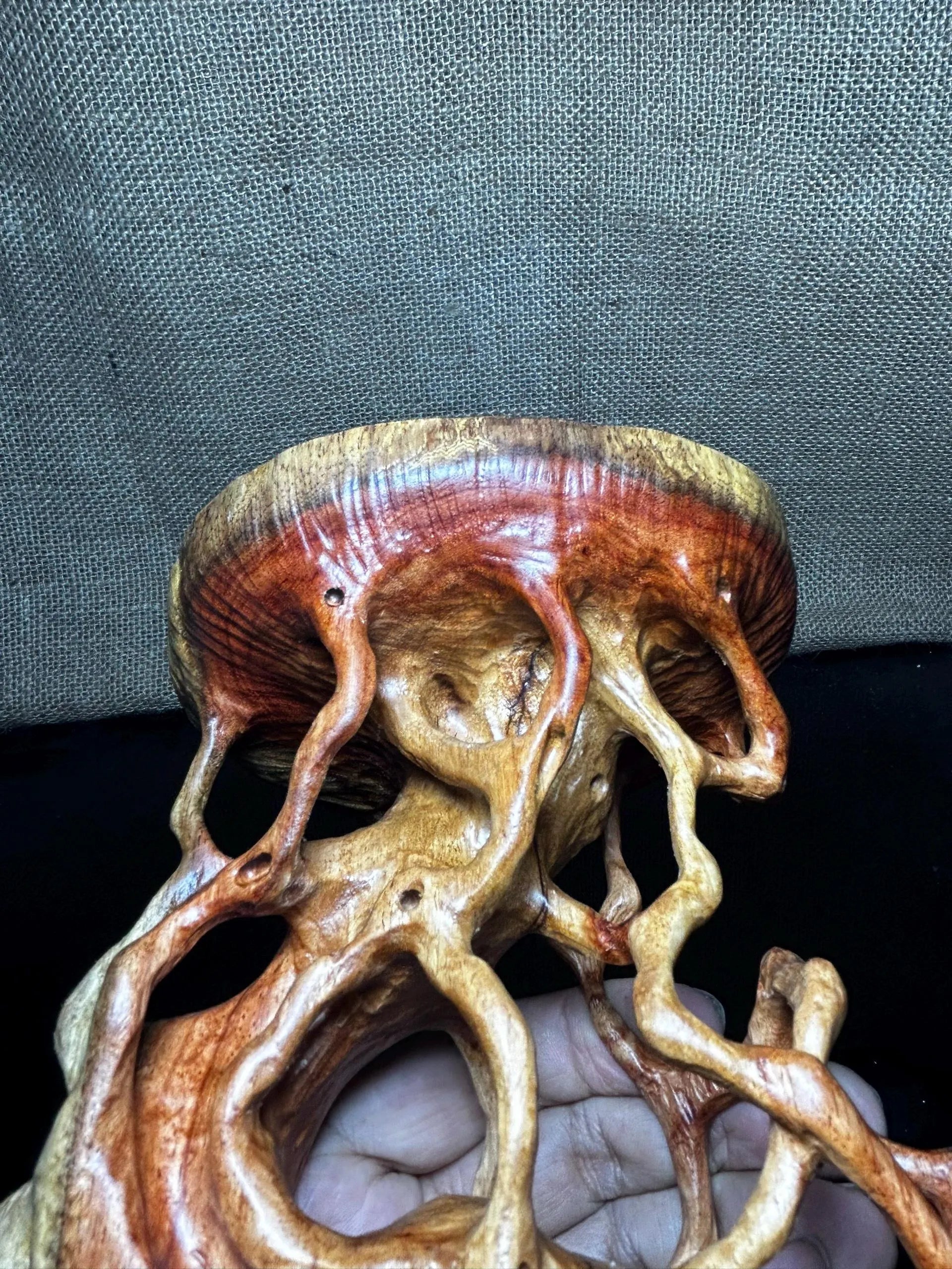 Wooden Display Stand made of Padauk, handmade sculpture, core wood, size 8.2"