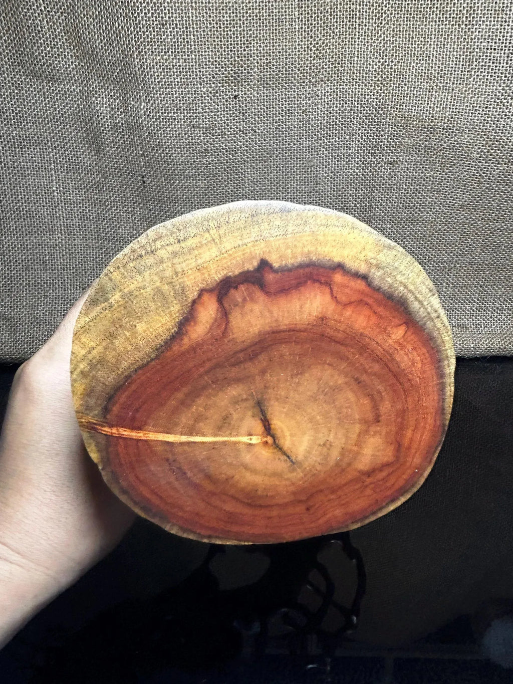 Wooden Display Stand made of Padauk, handmade sculpture, core wood, size 8.2"