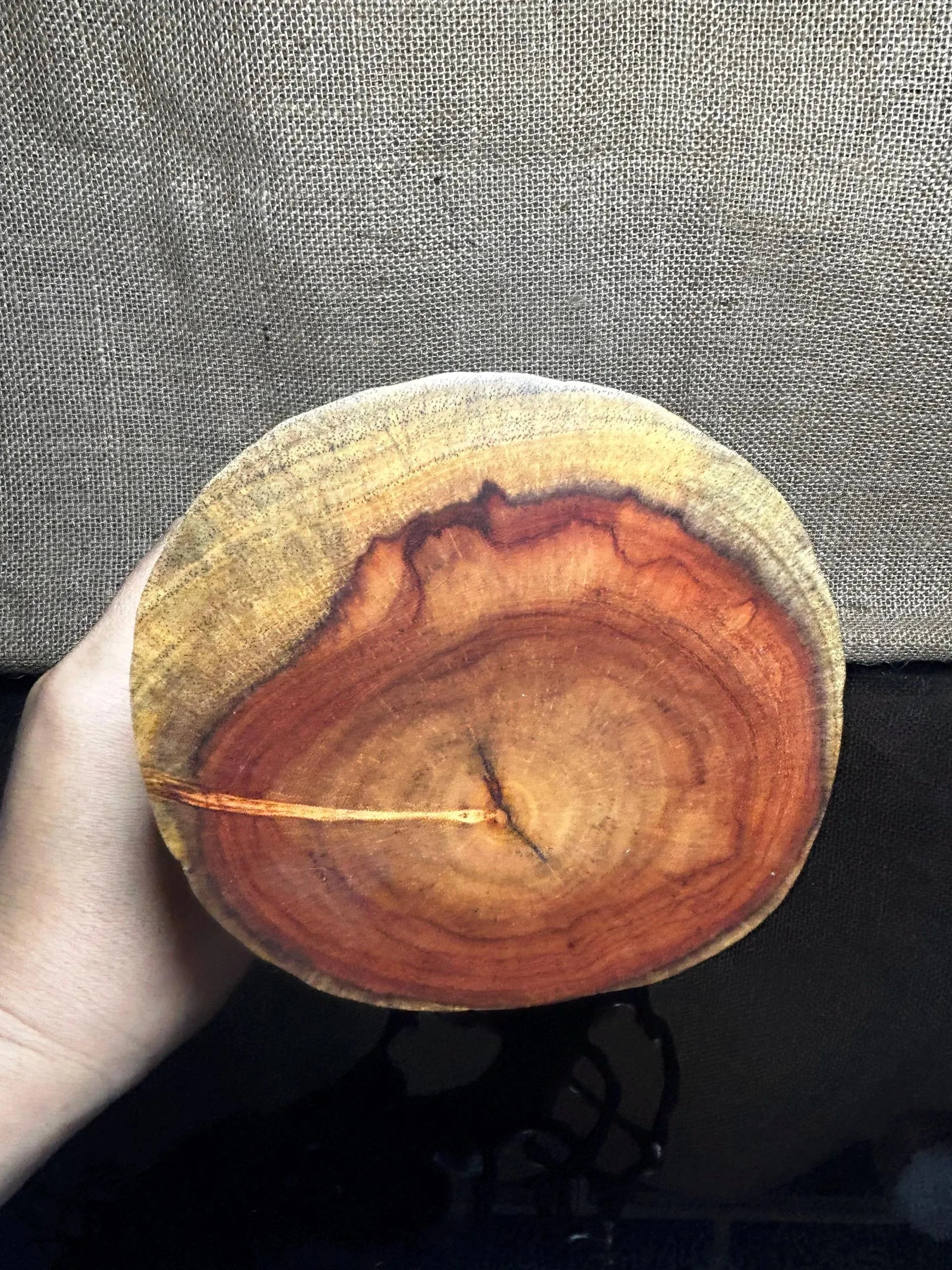 Wooden Display Stand made of Padauk, handmade sculpture, core wood, size 8.2"