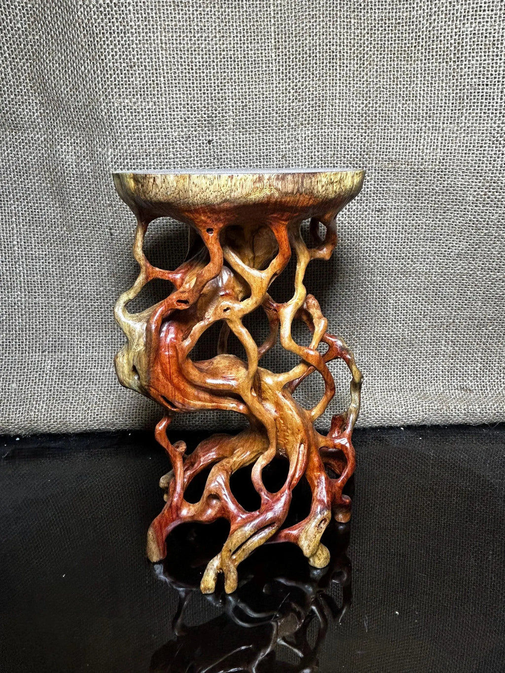 Wooden Display Stand made of Padauk, handmade sculpture, core wood, size 8.2"