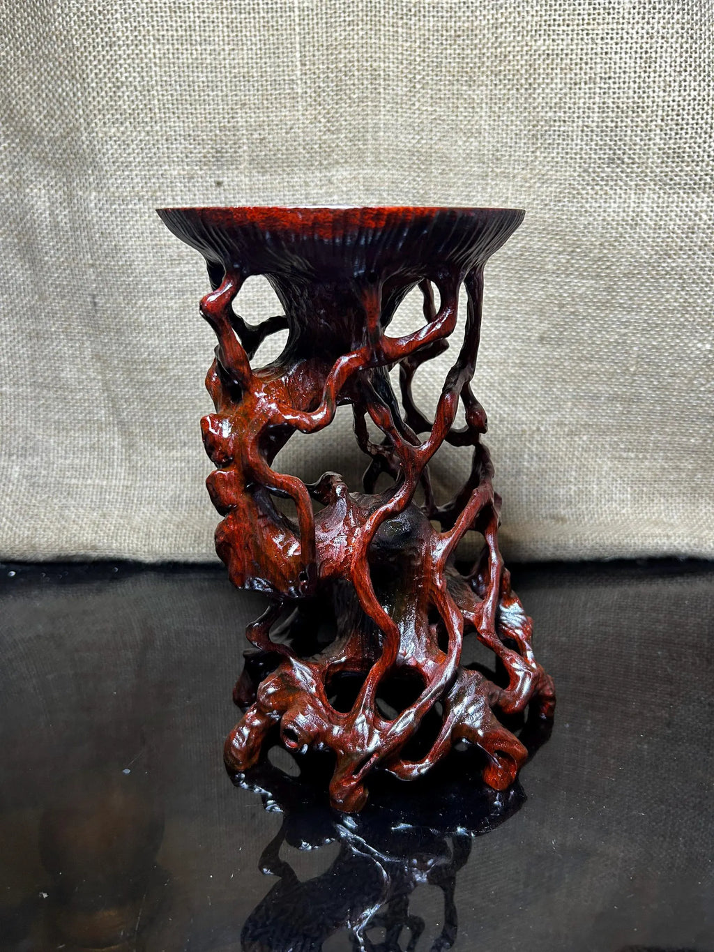 Wood display stand easel, made of Padauk, handmade sculpture, core wood, size 8"