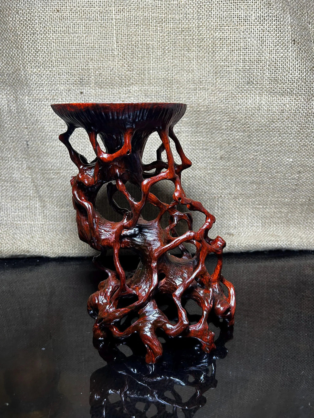 Wood display stand easel, made of Padauk, handmade sculpture, core wood, size 8"