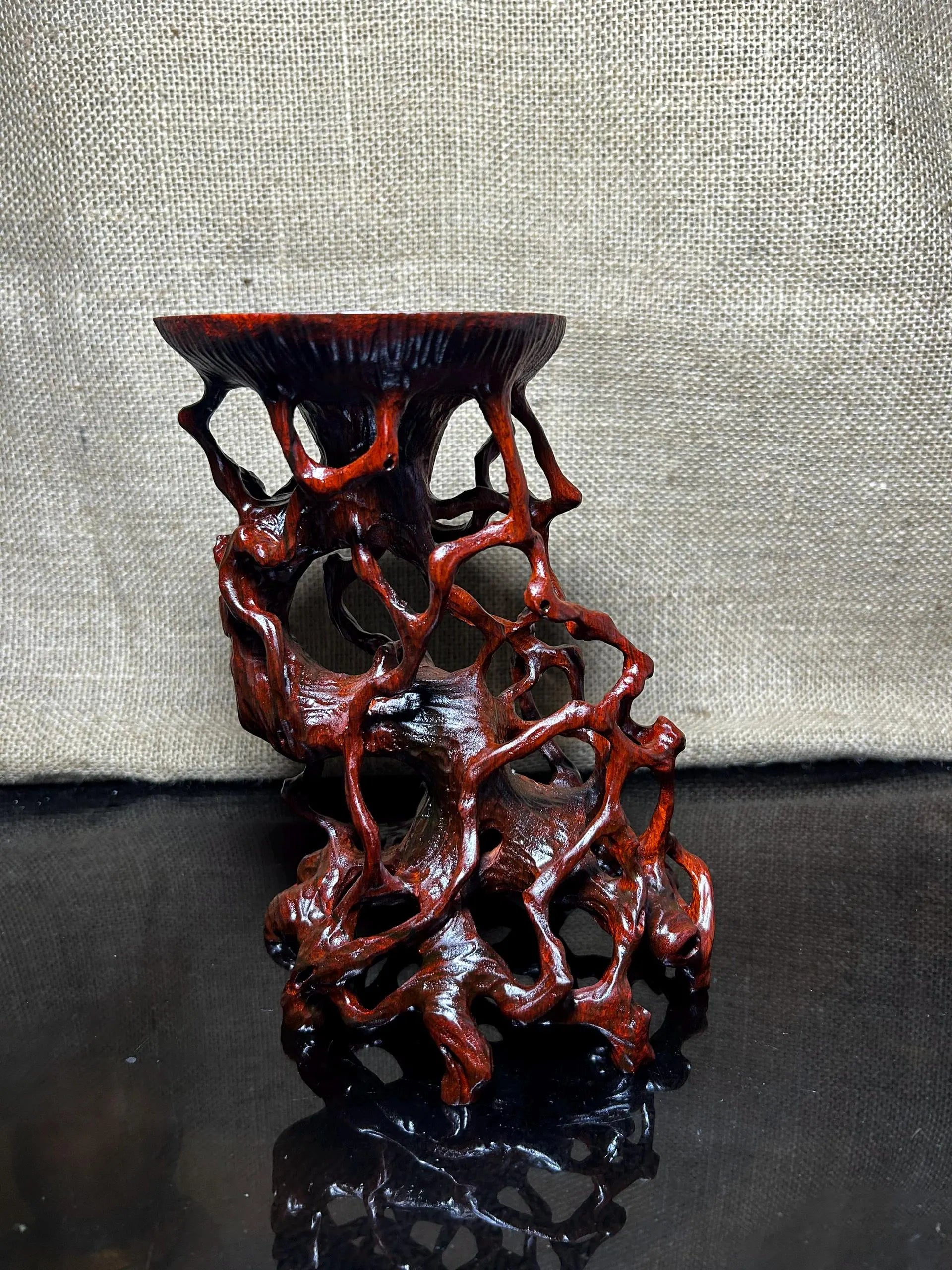 Wood display stand easel, made of Padauk, handmade sculpture, core wood, size 8"