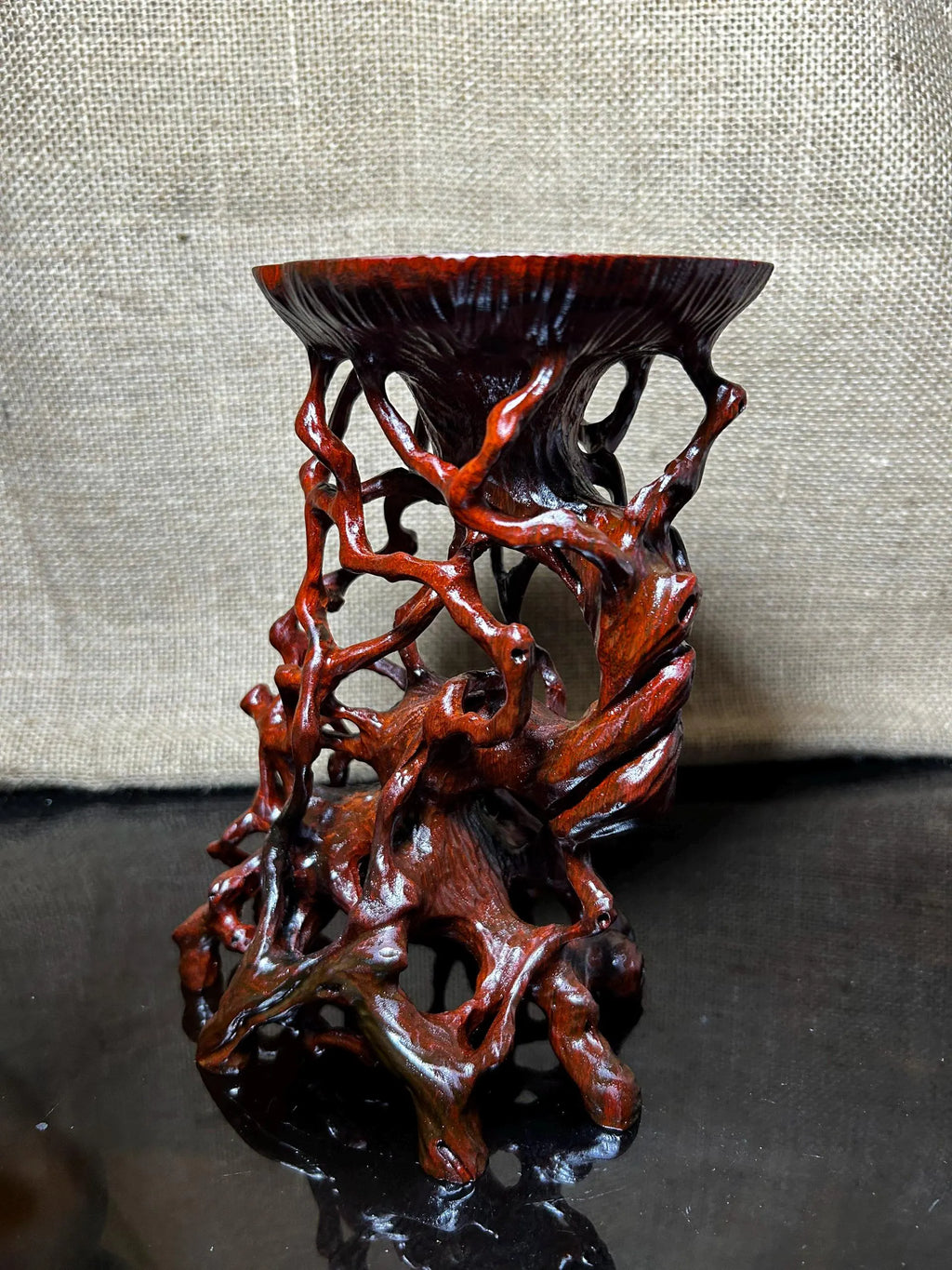 Wood display stand easel, made of Padauk, handmade sculpture, core wood, size 8"