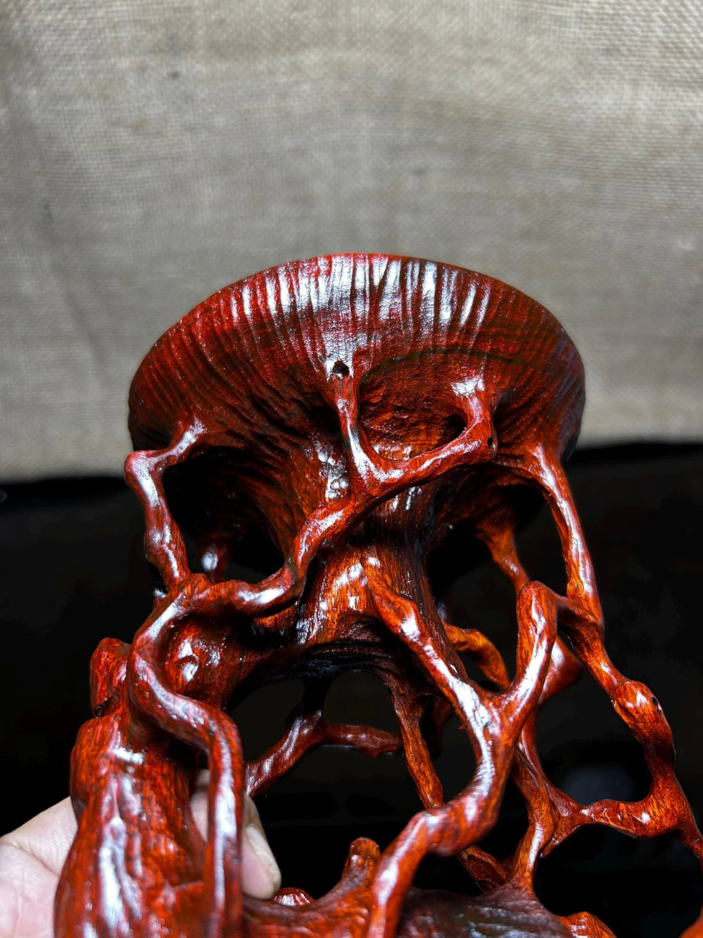 Wood display stand easel, made of Padauk, handmade sculpture, core wood, size 8"