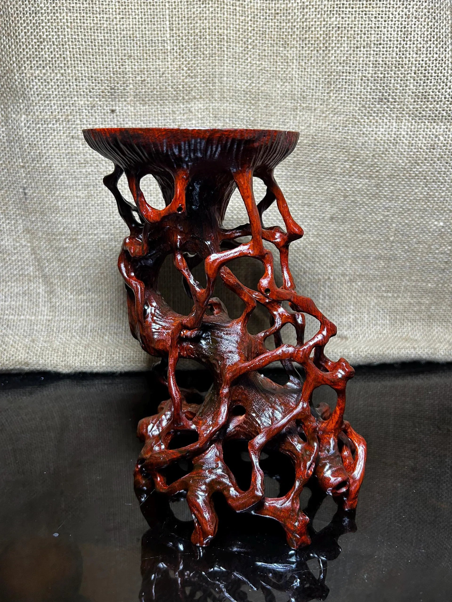 Wood display stand easel, made of Padauk, handmade sculpture, core wood, size 8"