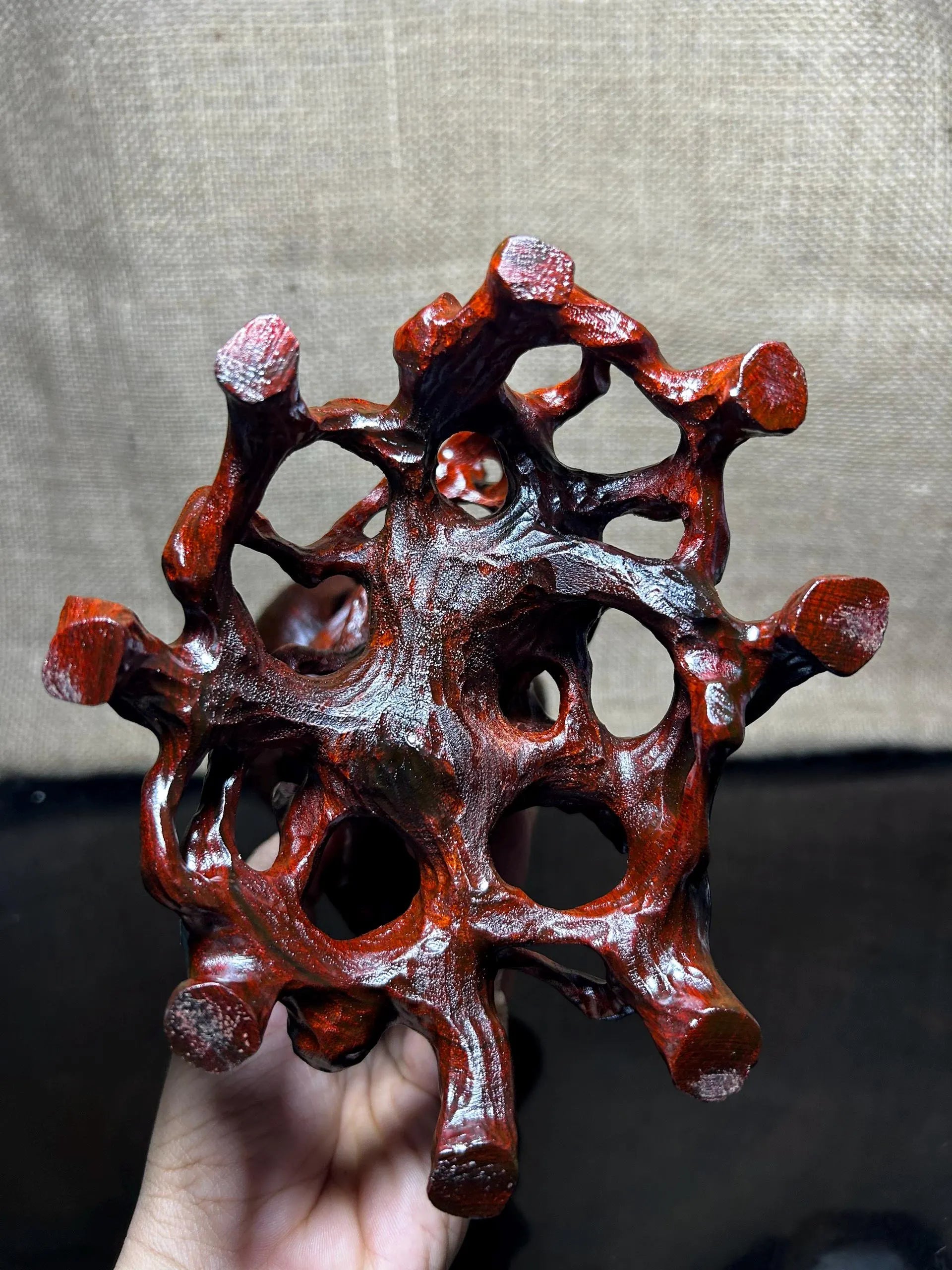 Wood display stand easel, made of Padauk, handmade sculpture, core wood, size 8"