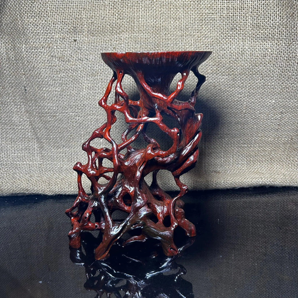 Wood display stand easel, made of Padauk, handmade sculpture, core wood, size 8"