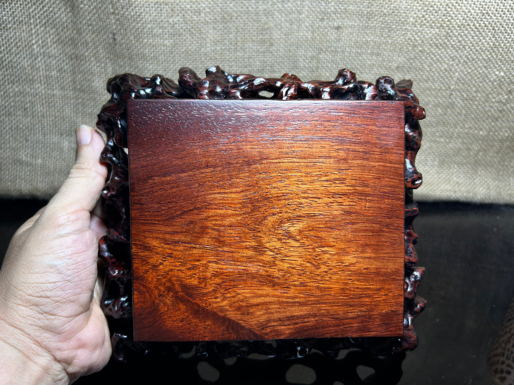 Wooden stand with Padauk, display stand,  pattern sculpture handmade, size 7.5"