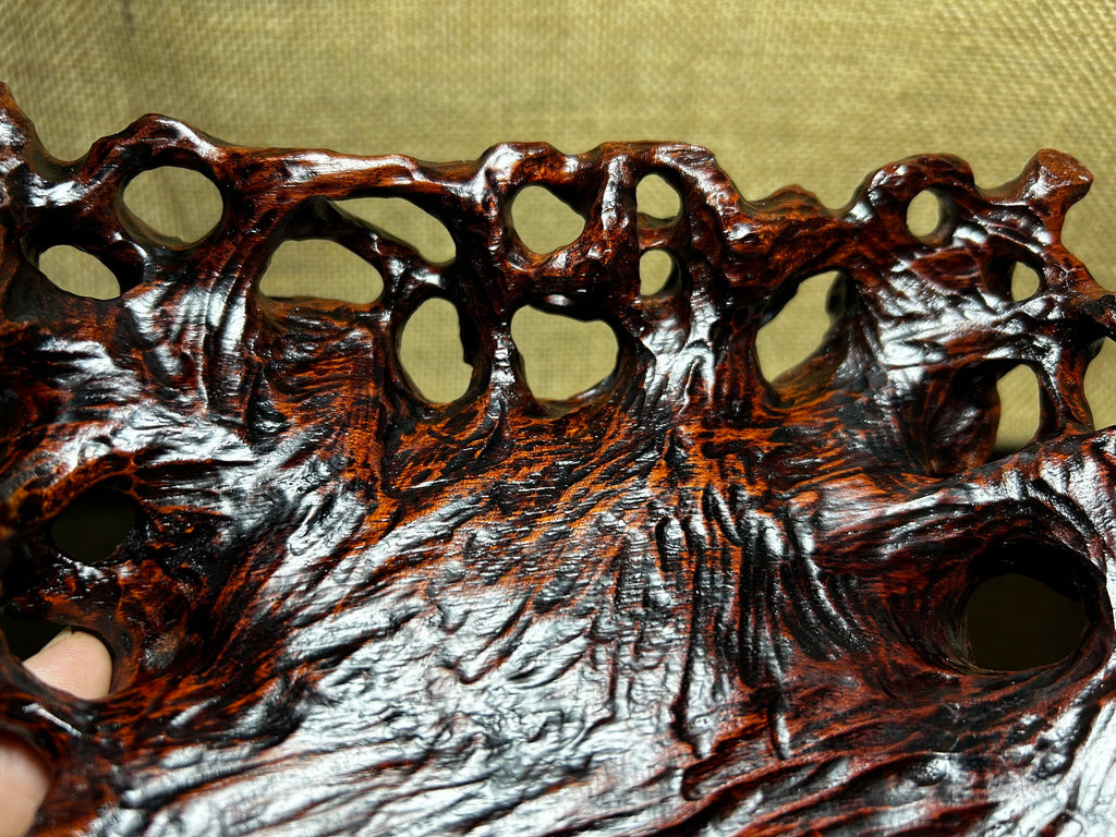 Wooden stand with Padauk, display stand,  pattern sculpture handmade, size 7.5"