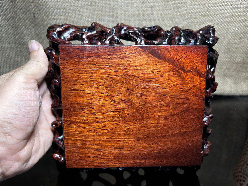 Wooden stand with Padauk, display stand,  pattern sculpture handmade, size 7.5"