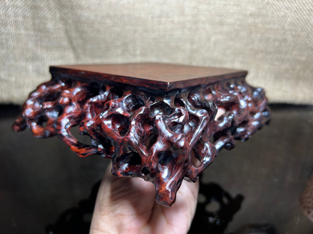 Wooden stand with Padauk, display stand,  pattern sculpture handmade, size 7.5"