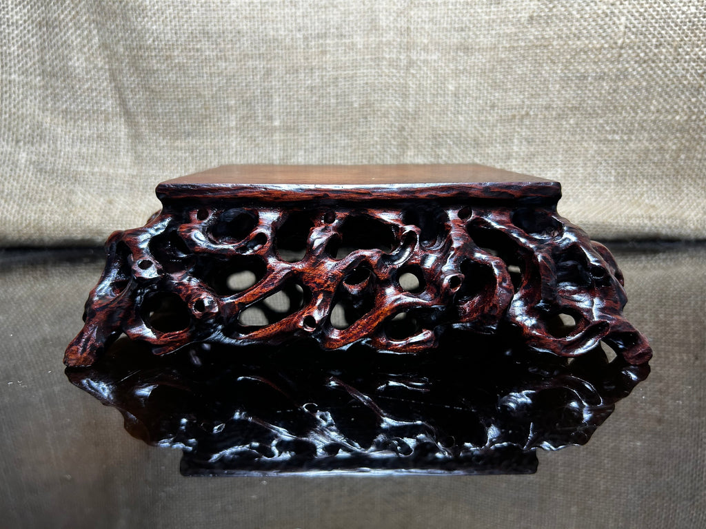 Wooden stand with Padauk, display stand,  pattern sculpture handmade, size 7.5"