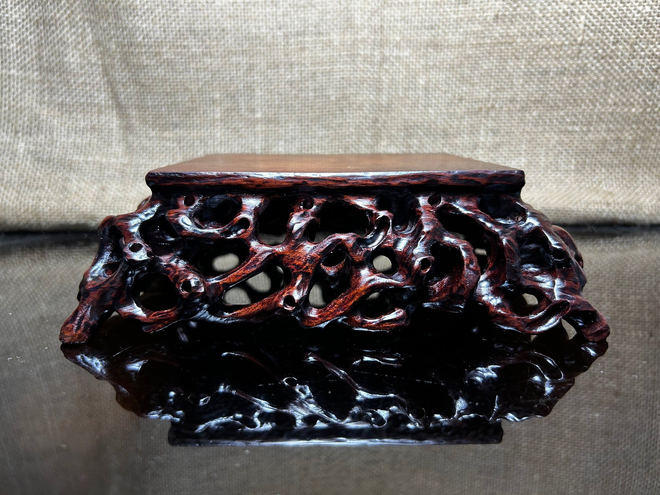 Wooden stand with Padauk, display stand,  pattern sculpture handmade, size 7.5"