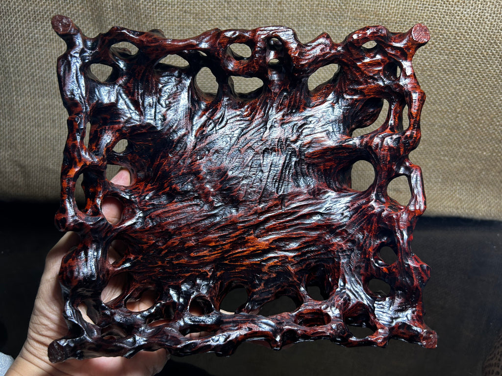 Wooden stand with Padauk, display stand,  pattern sculpture handmade, size 7.5"