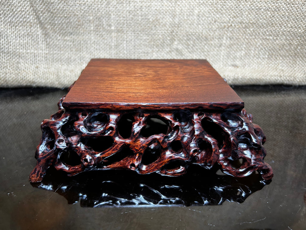Wooden stand with Padauk, display stand,  pattern sculpture handmade, size 7.5"