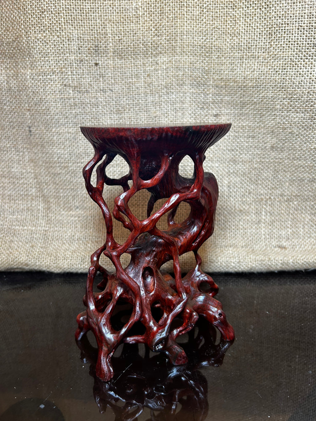 Wooden Display Stand made of Padauk, handmade sculpture, core wood, size 6.5"