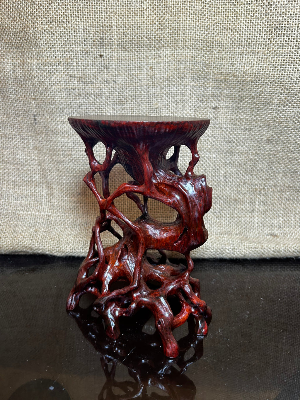 Wooden Display Stand made of Padauk, handmade sculpture, core wood, size 6.5"