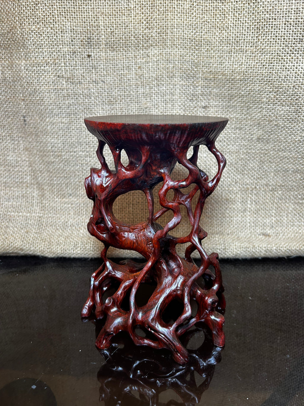 Wooden Display Stand made of Padauk, handmade sculpture, core wood, size 6.5"