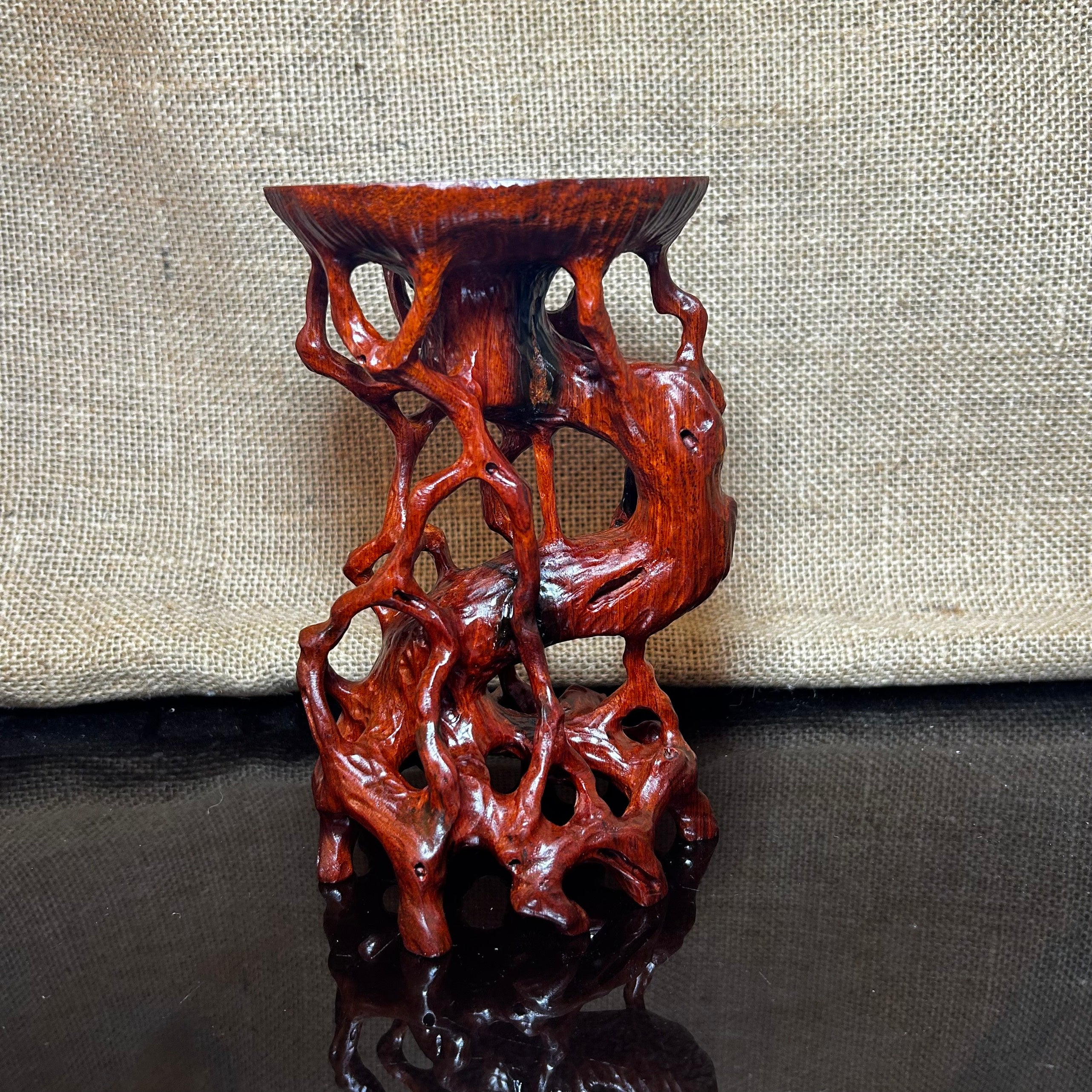 Wood display stand easel made of Padauk, handmade sculpture, core wood, size 7"