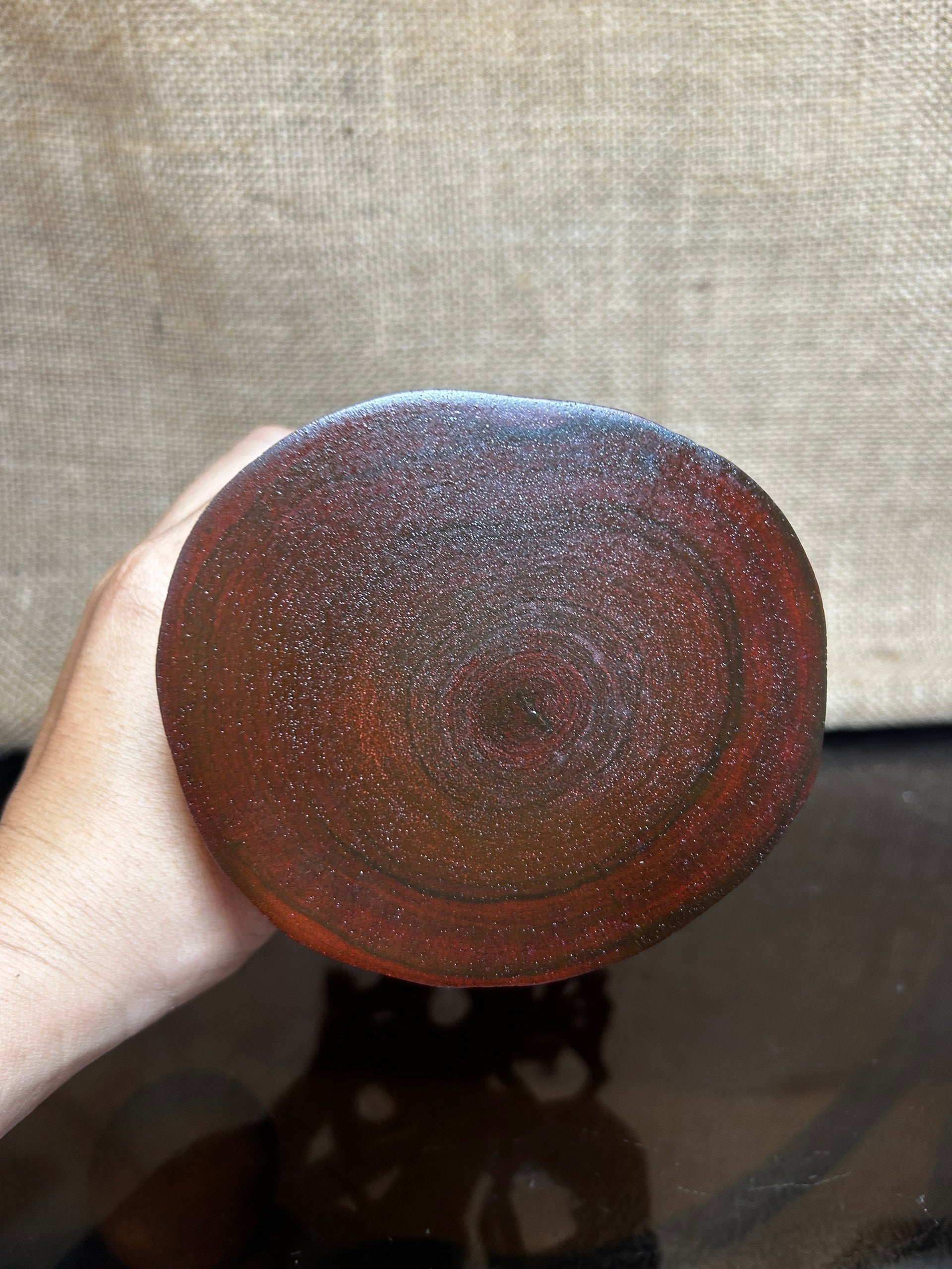 Wooden Display Stand made of Padauk, handmade sculpture, core wood, size 6.5"