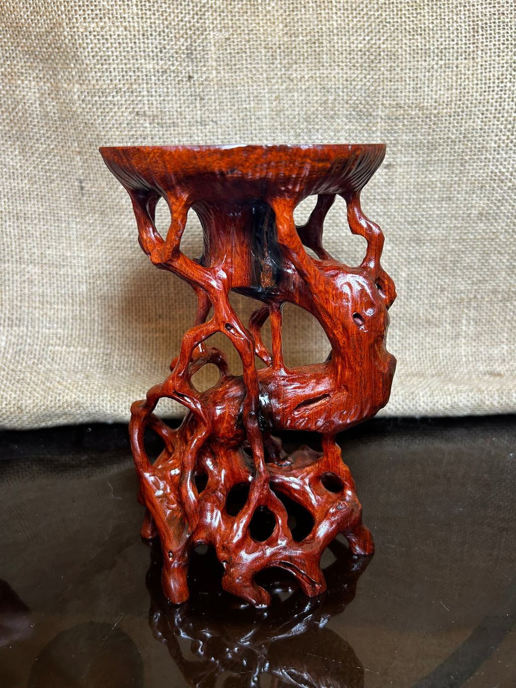 Wood display stand easel made of Padauk, handmade sculpture, core wood, size 7"