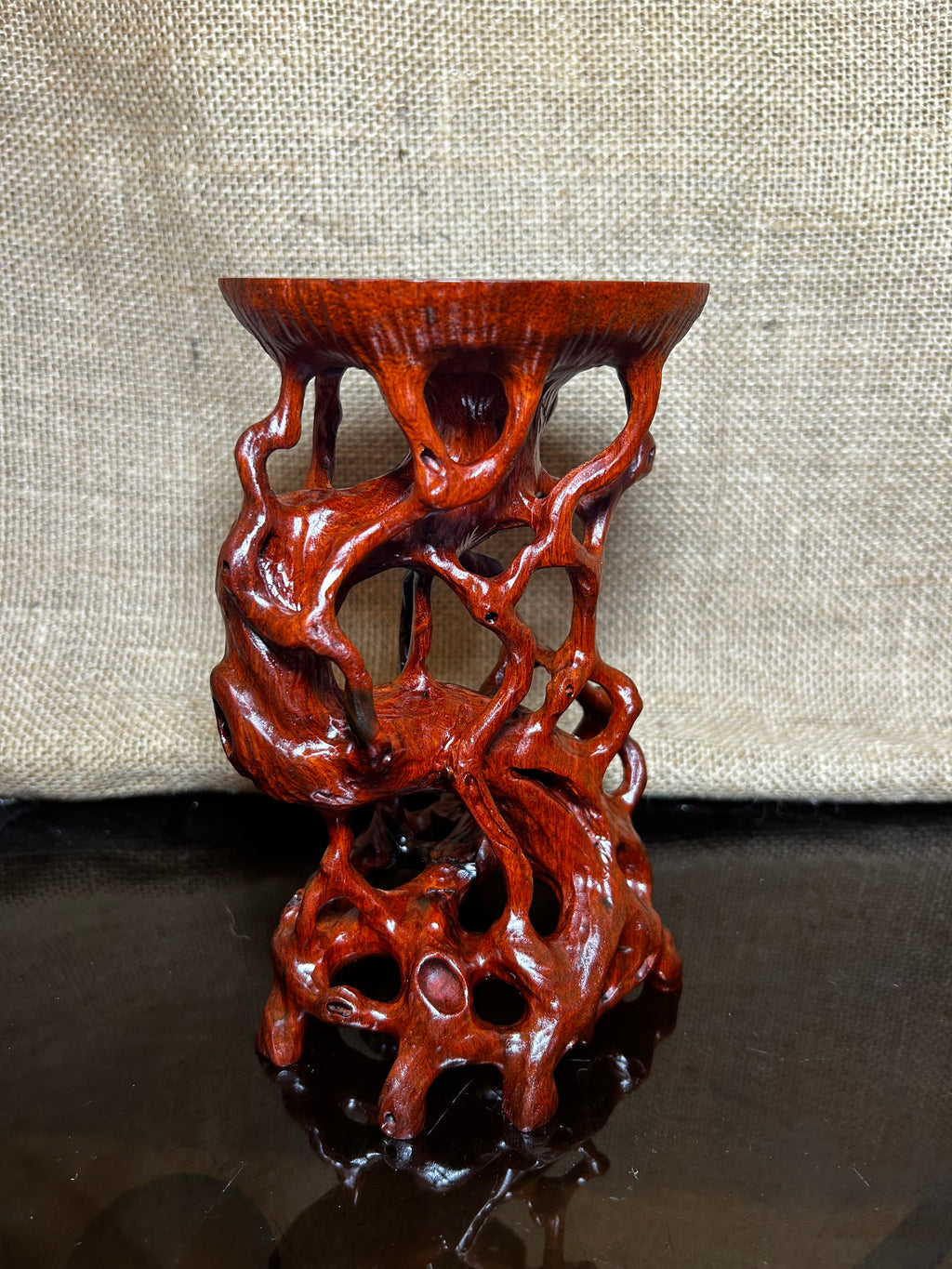 Wood display stand easel made of Padauk, handmade sculpture, core wood, size 7"