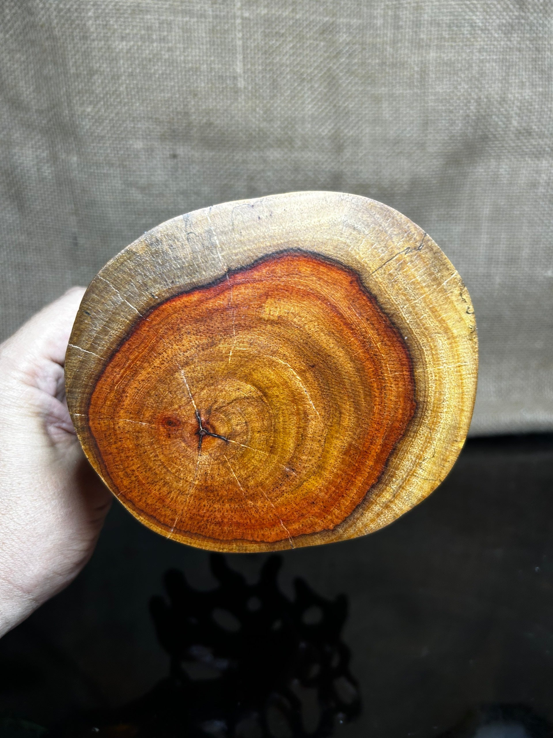 Wooden Display Stand made of Padauk, handmade sculpture, core wood, size 8"