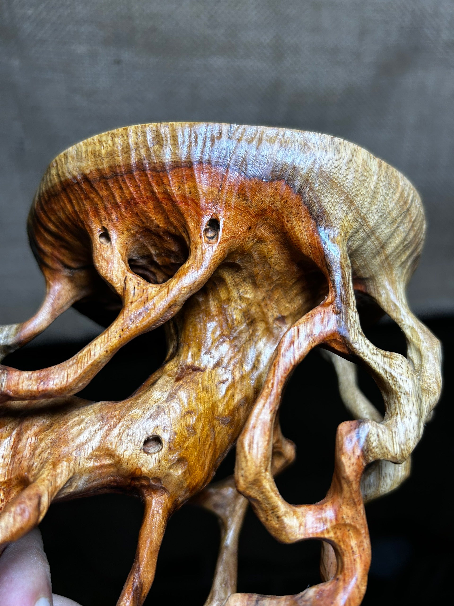 Wooden Display Stand made of Padauk, handmade sculpture, core wood, size 8"