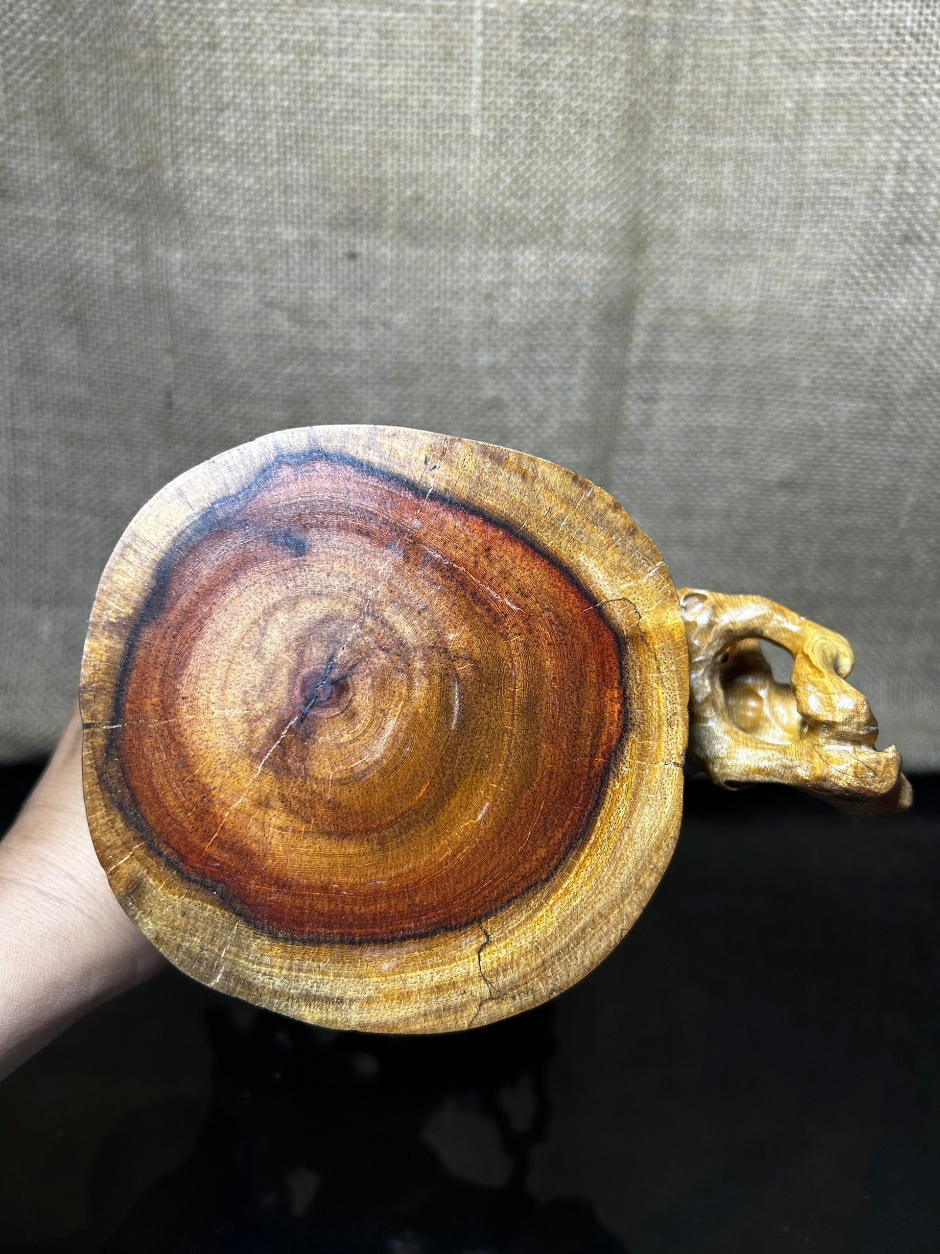 Wooden Display Stand made of Padauk, handmade sculpture, core wood, size 8."5