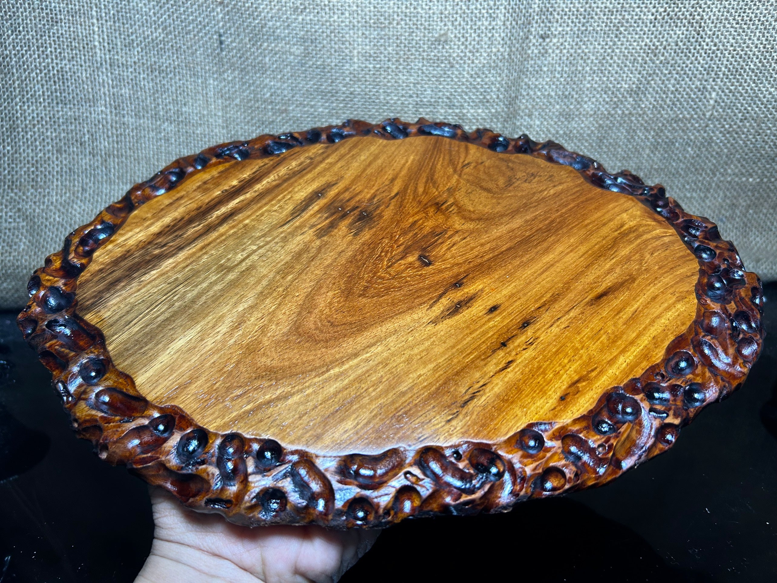 Ovan wooden stand with Padauk, Handcrafted Display Stand, fragrant wood, size 12"