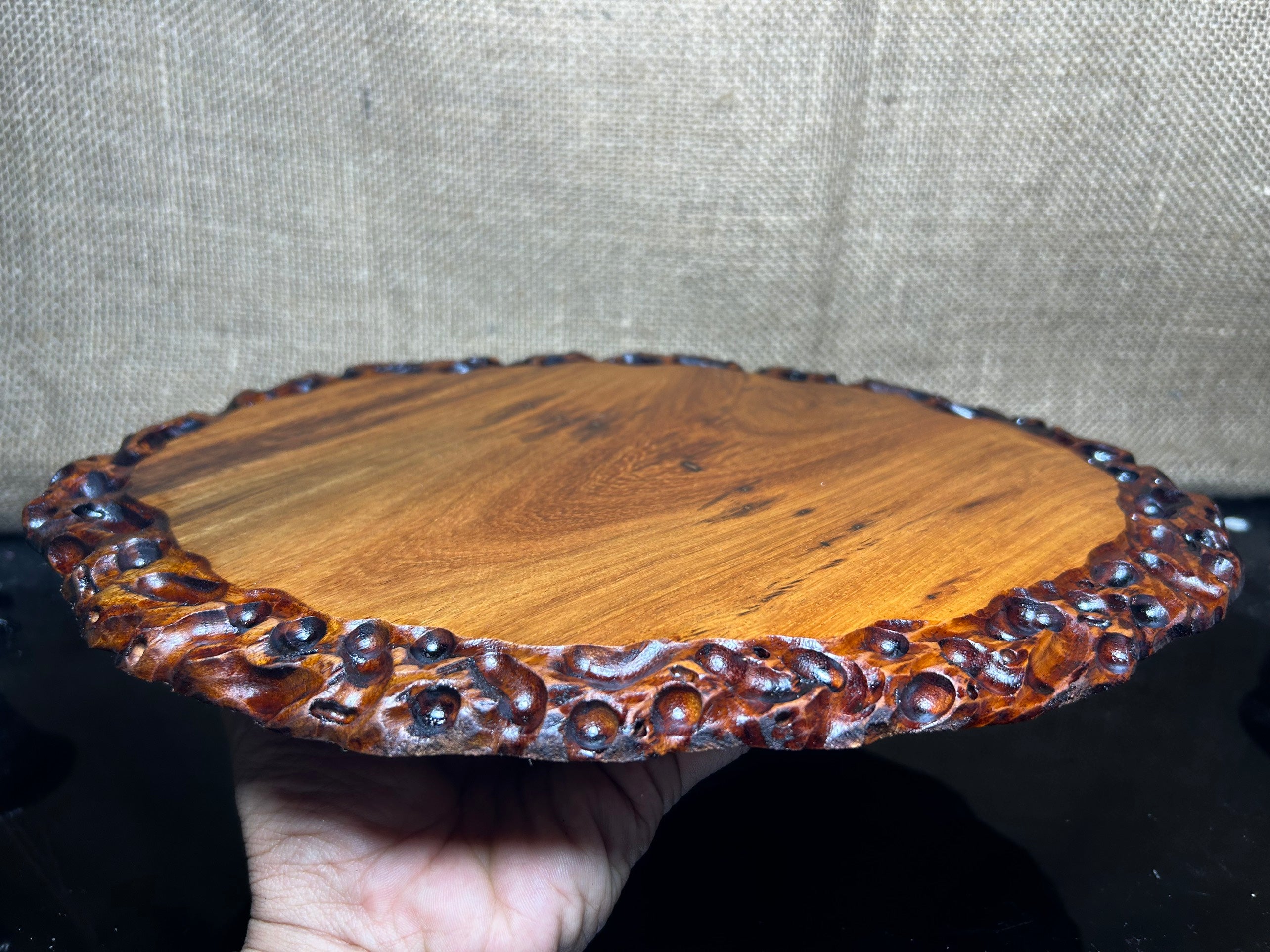 Ovan wooden stand with Padauk, Handcrafted Display Stand, fragrant wood, size 12"