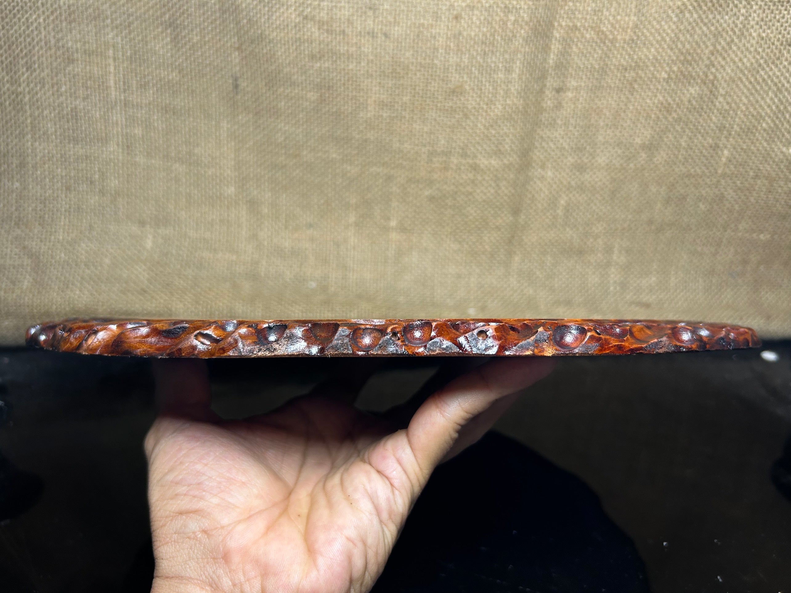Ovan wooden stand with Padauk, Handcrafted Display Stand, fragrant wood, size 12"