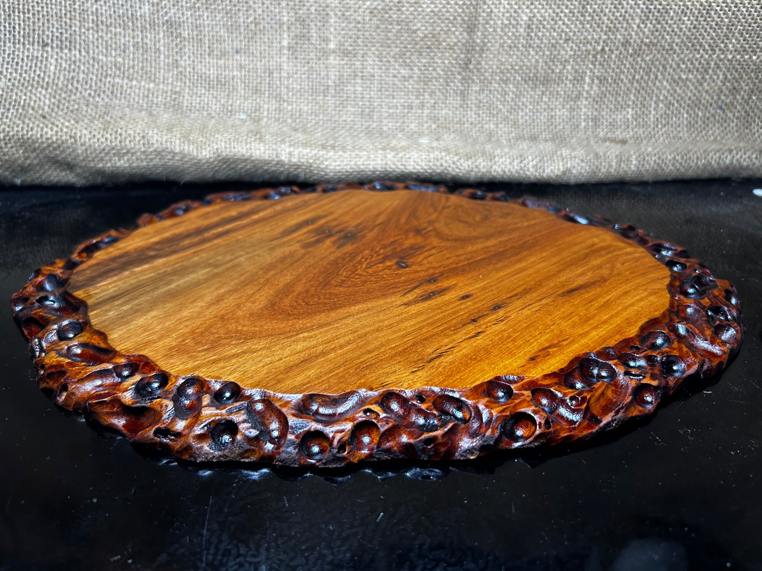 Ovan wooden stand with Padauk, Handcrafted Display Stand, fragrant wood, size 12"