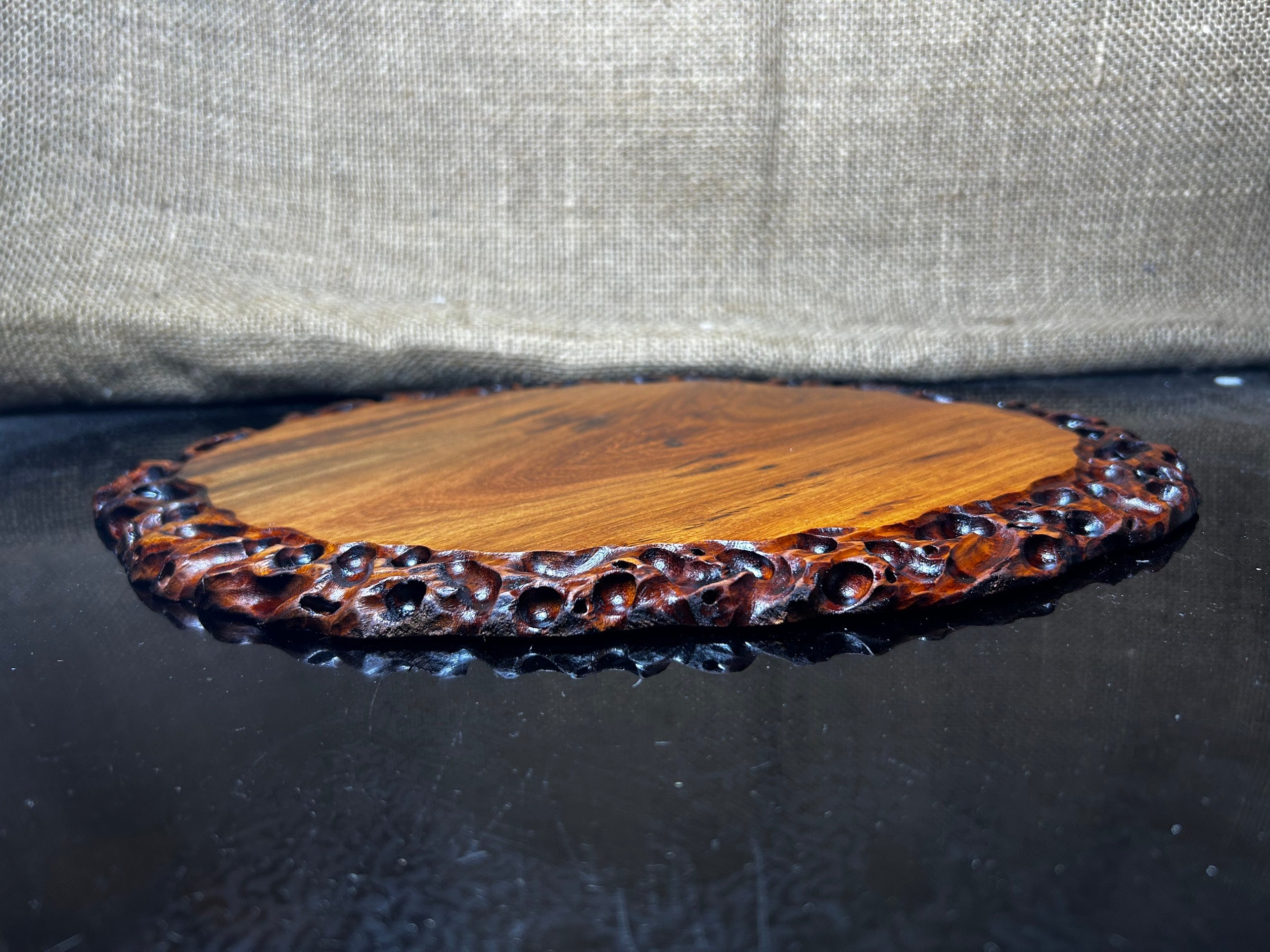 Ovan wooden stand with Padauk, Handcrafted Display Stand, fragrant wood, size 12"