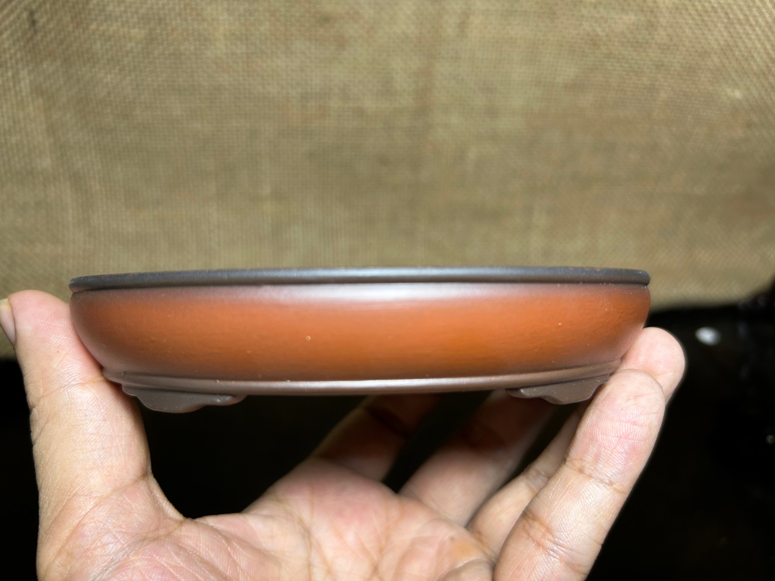 Handmade Bonsai pot, Ceramic, crab sculpture, oval shape, size 5 inch