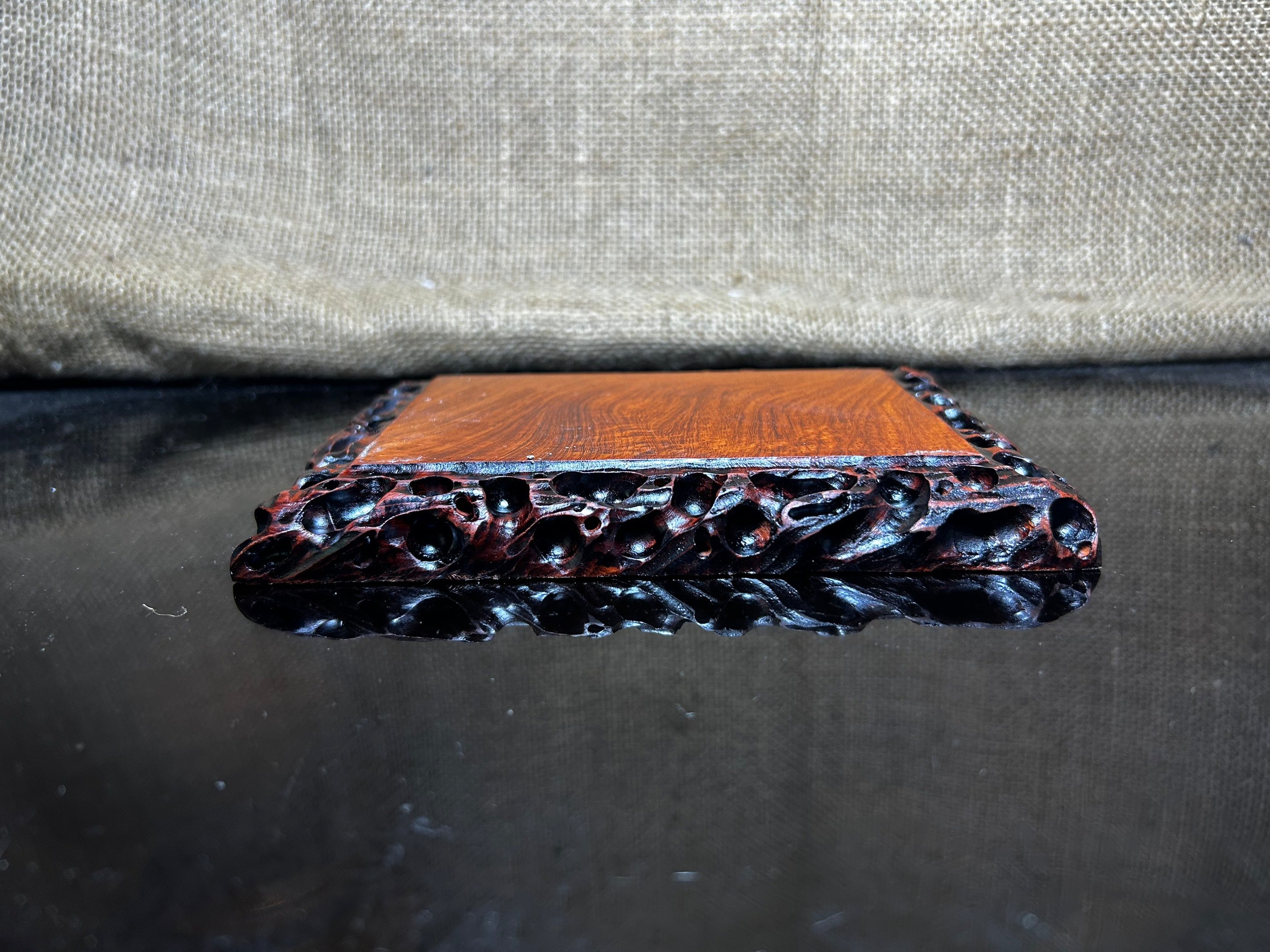 Wood display stand easel, made of Padauk, pattern sculpture handmade size 6.5"
