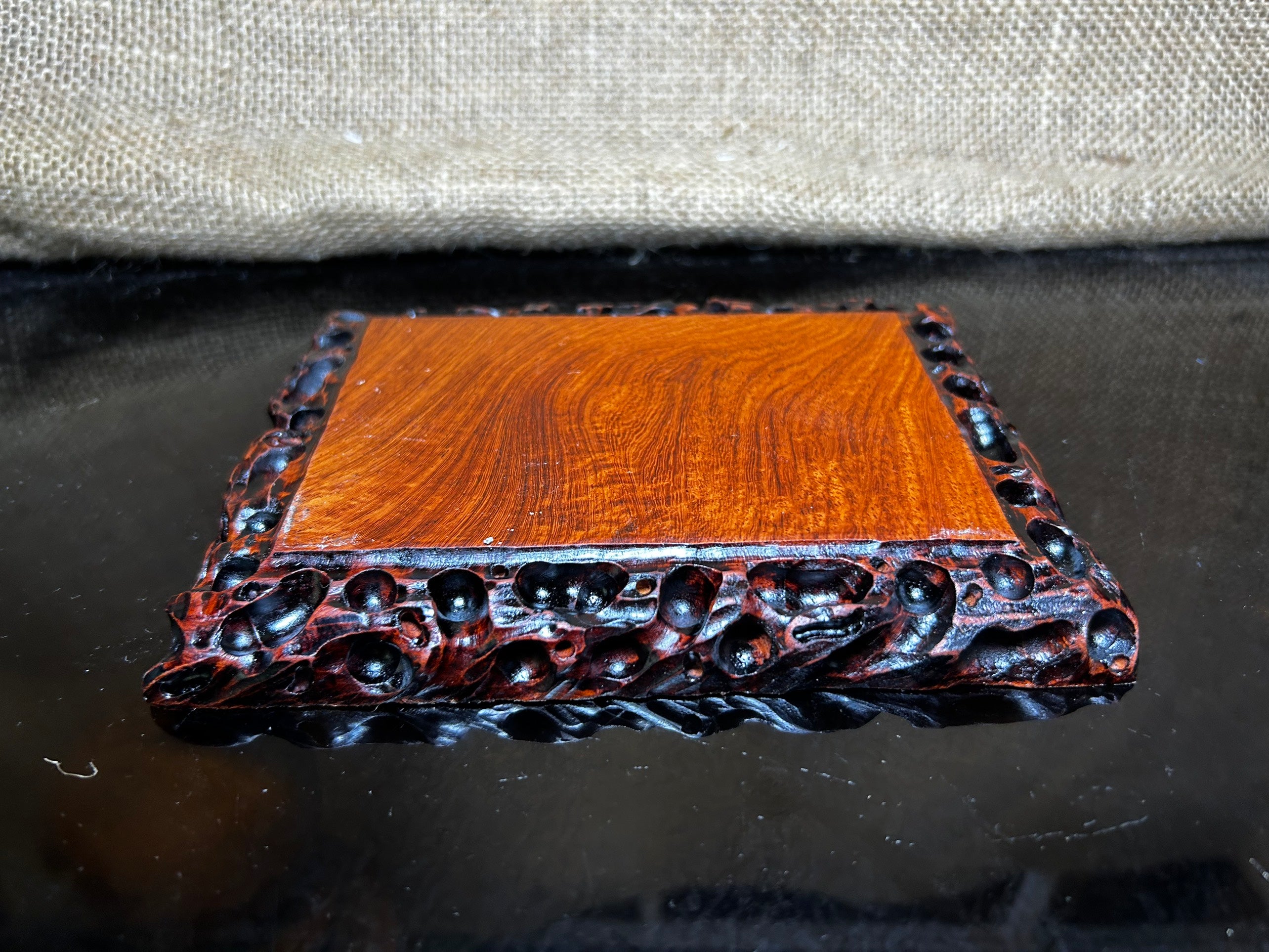 Wood display stand easel, made of Padauk, pattern sculpture handmade size 6.5"