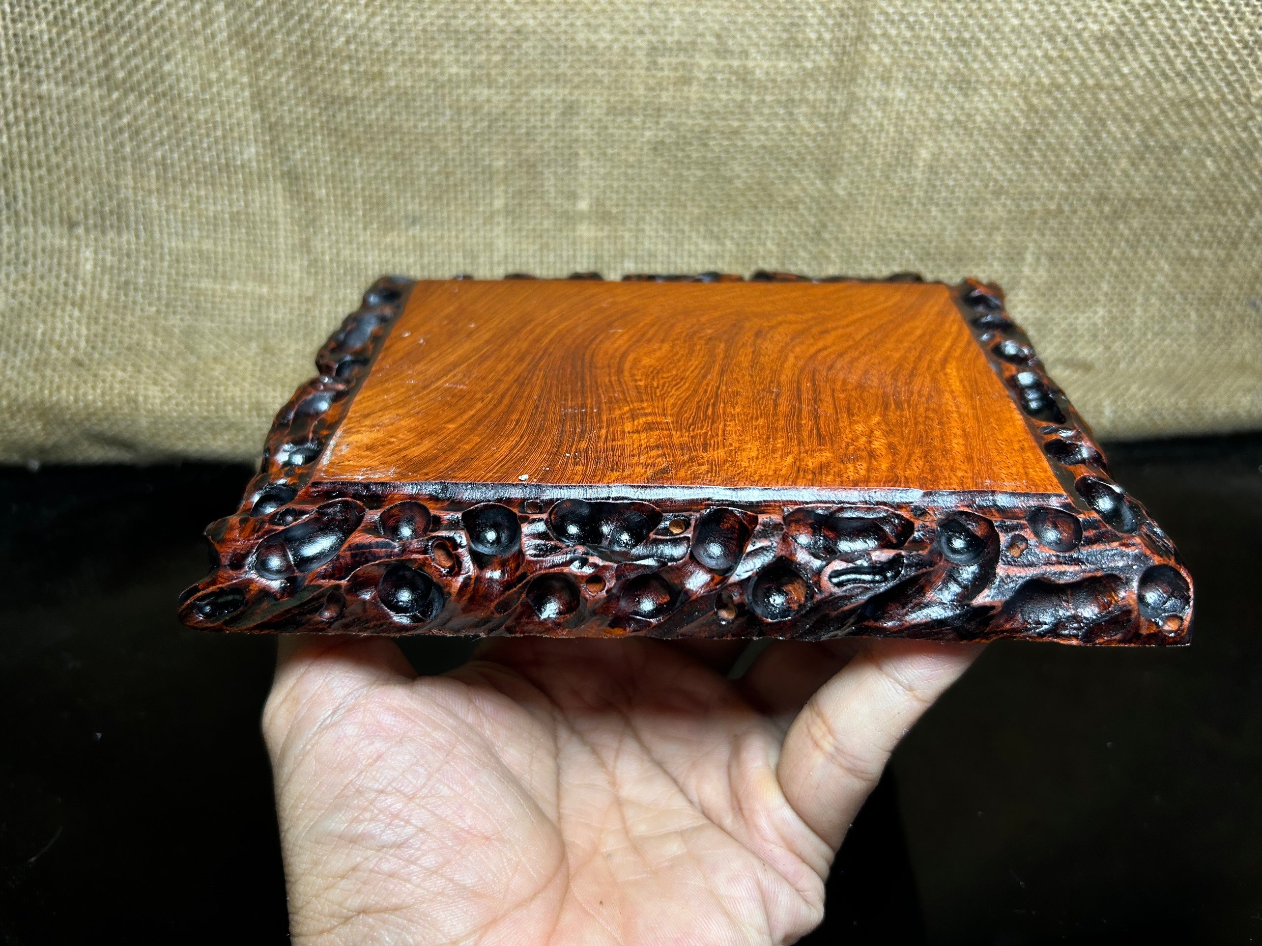 Wood display stand easel, made of Padauk, pattern sculpture handmade size 6.5"