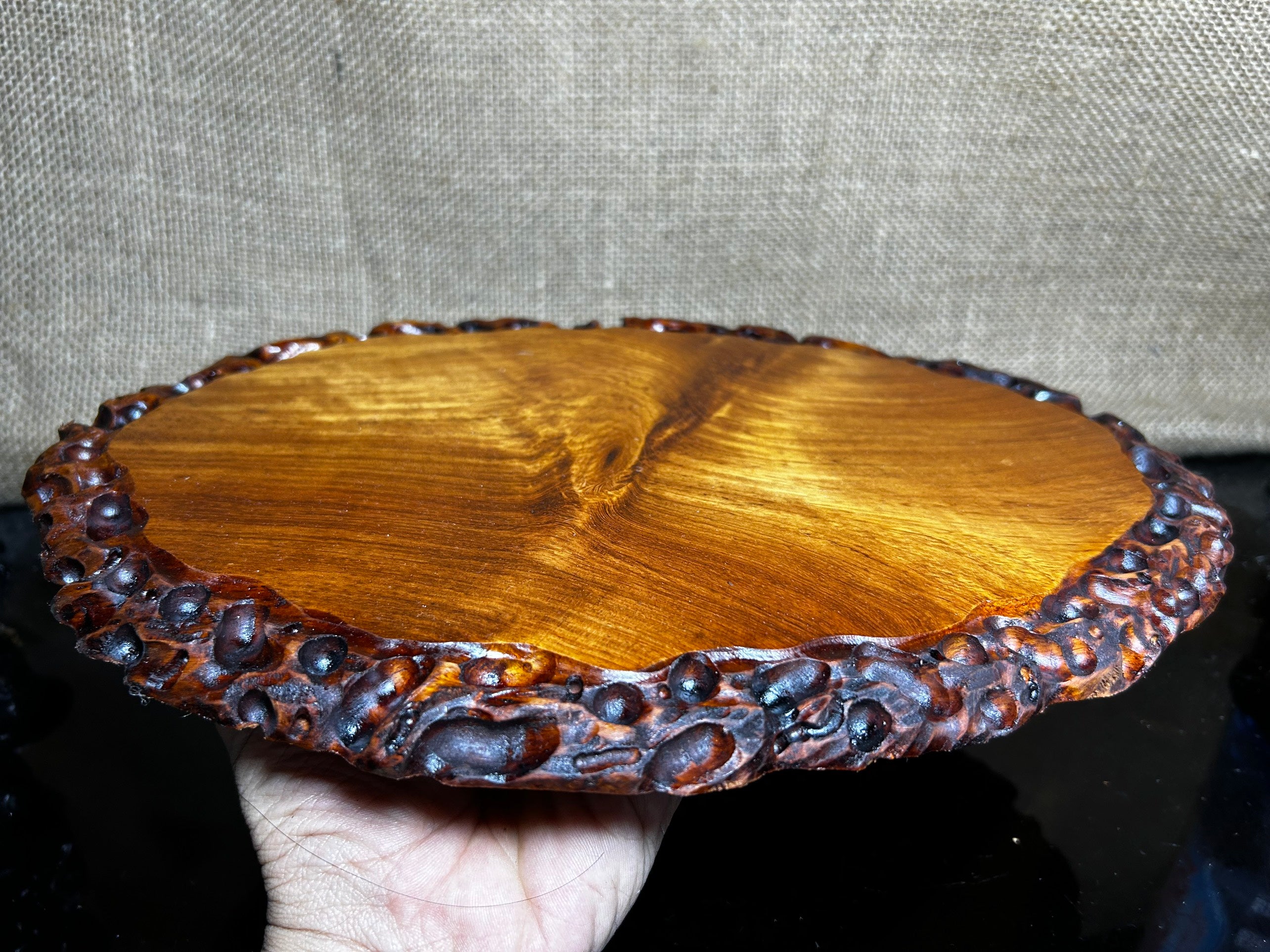 Ovan wooden stand with Padauk, Handcrafted Display Stand, fragrant wood, size 12"