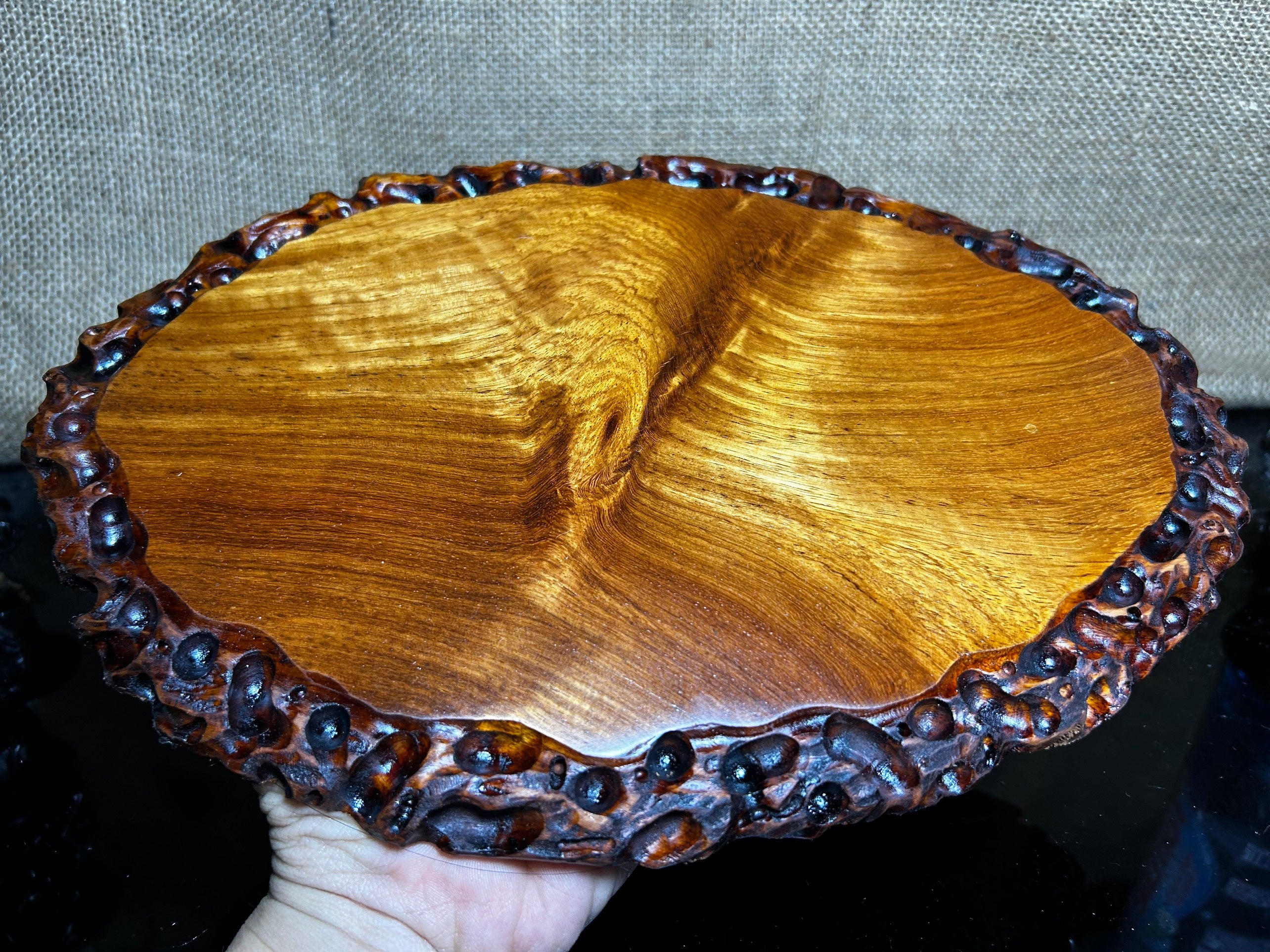 Ovan wooden stand with Padauk, Handcrafted Display Stand, fragrant wood, size 12"