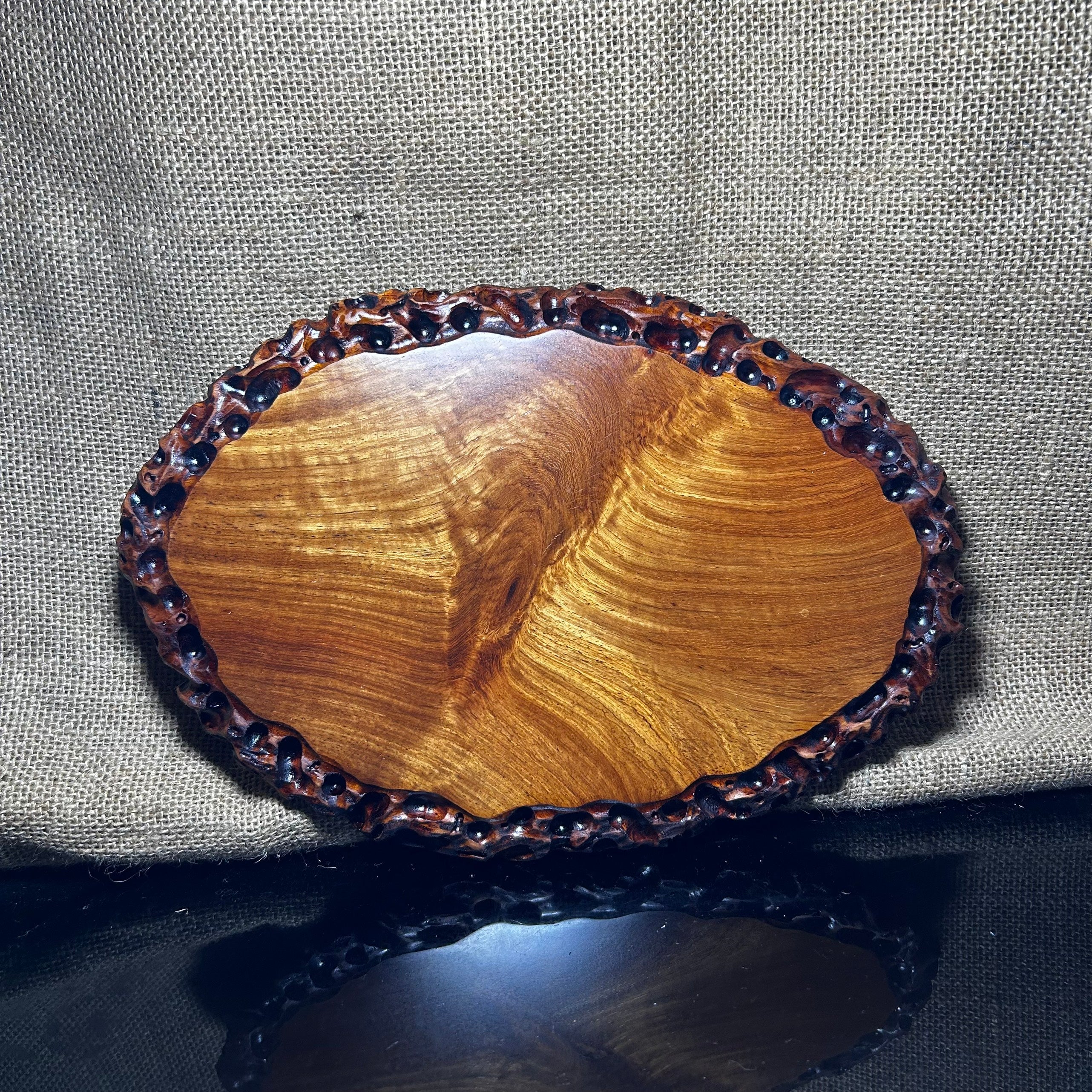 Ovan wooden stand with Padauk, Handcrafted Display Stand, fragrant wood, size 12"