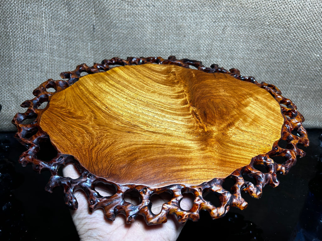 Ovan wooden stand with Padauk, Handcrafted Display Stand, fragrant wood, size 12"
